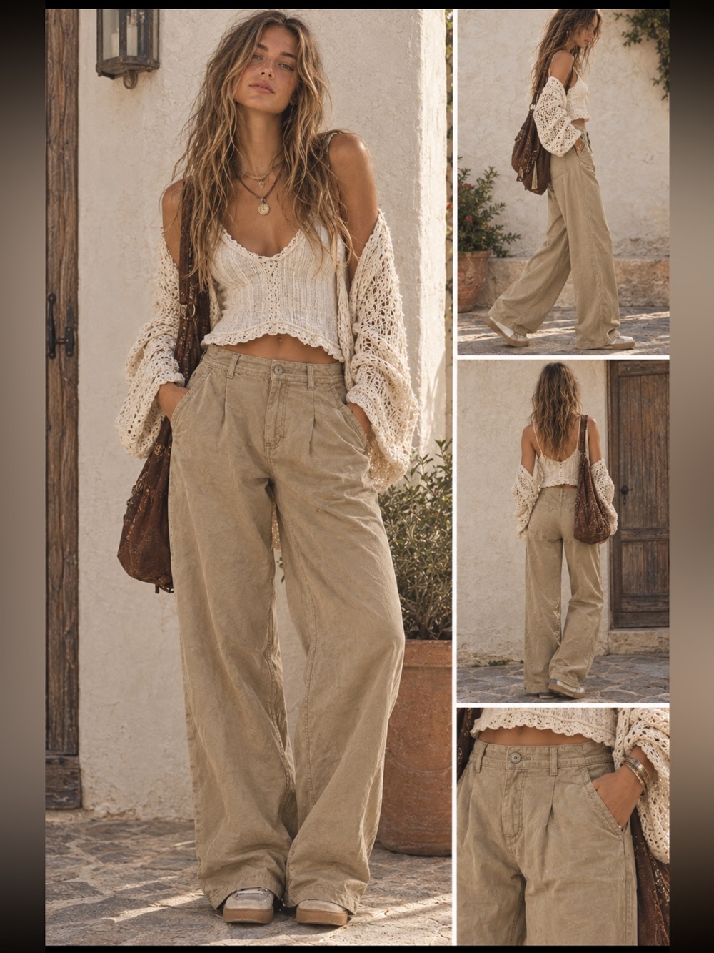 Free People Pleated Chinos